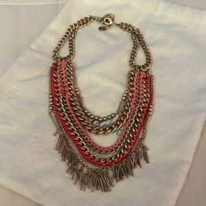 Stella & Dot Carmen Gold and Coral Layered Statement Necklace